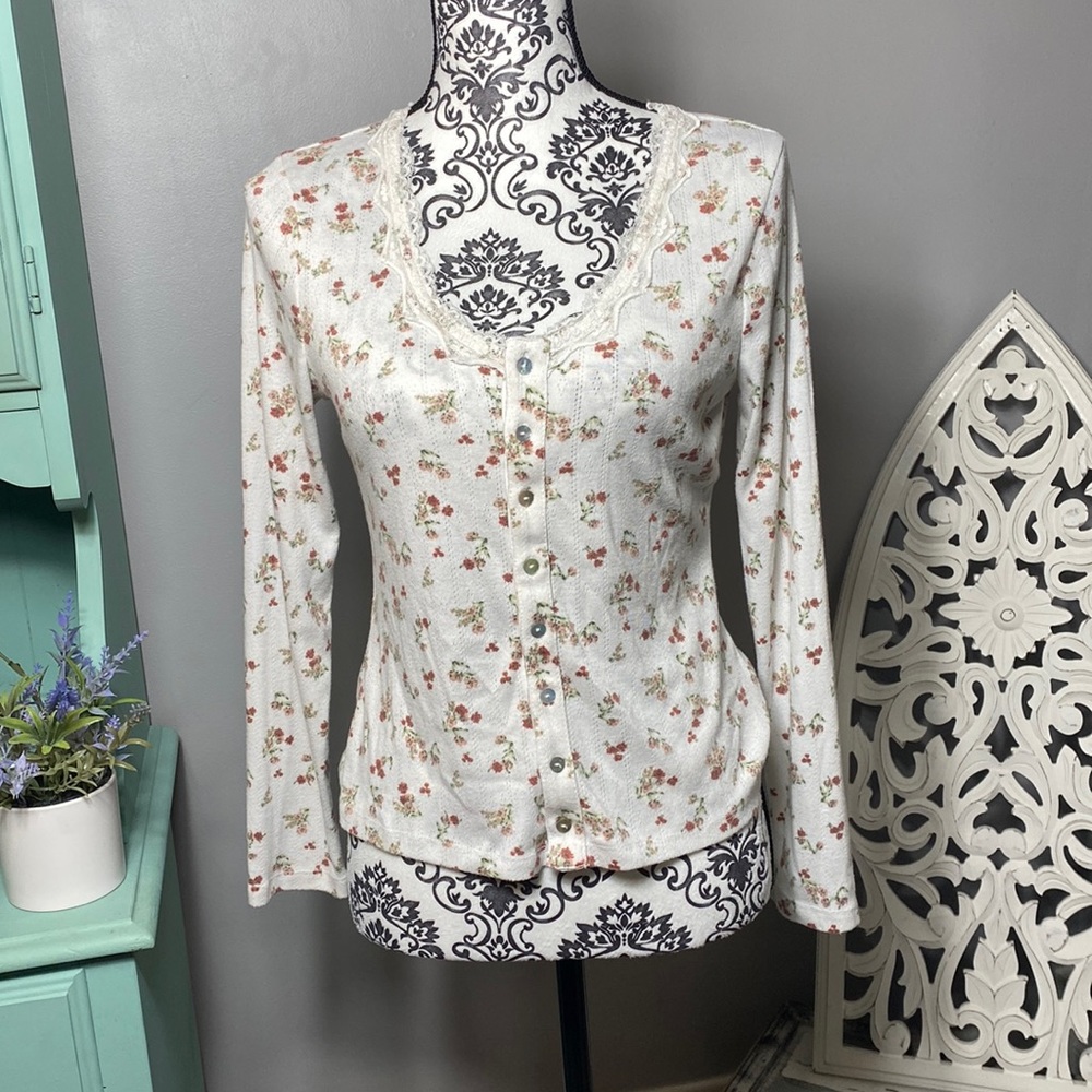 Ultra Flirt Floral Long Sleeve Top Size XL